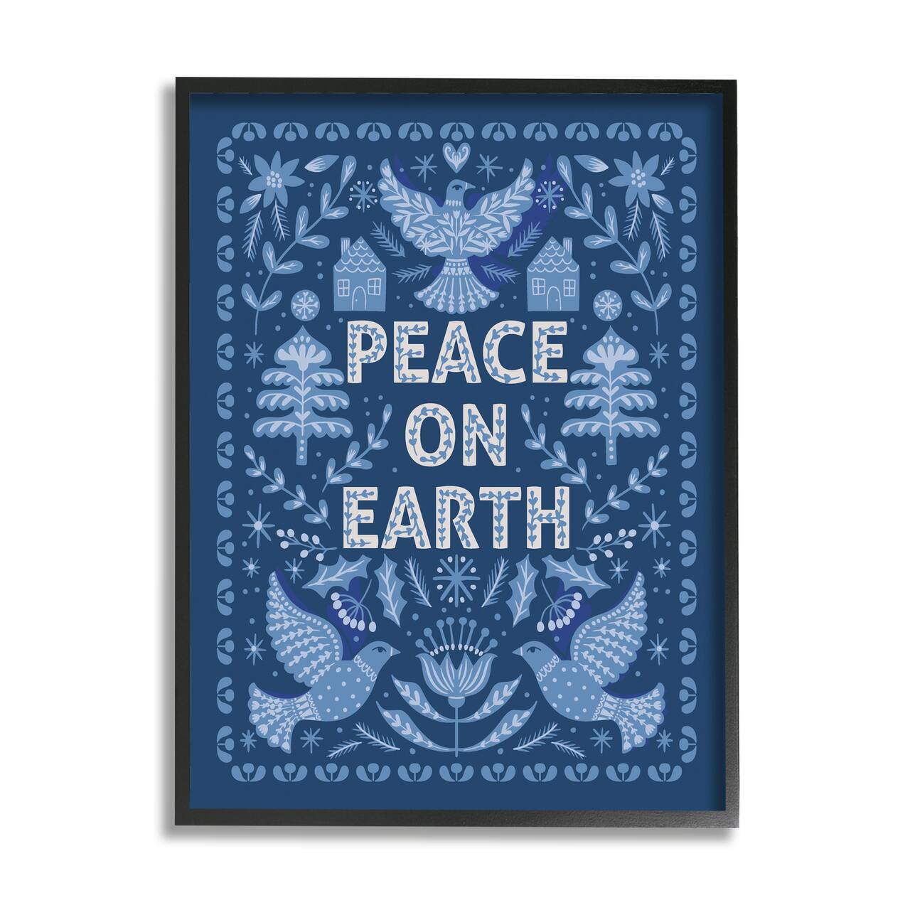 Stupell Industries Peace On Earth Blue Doves Framed Giclee Art